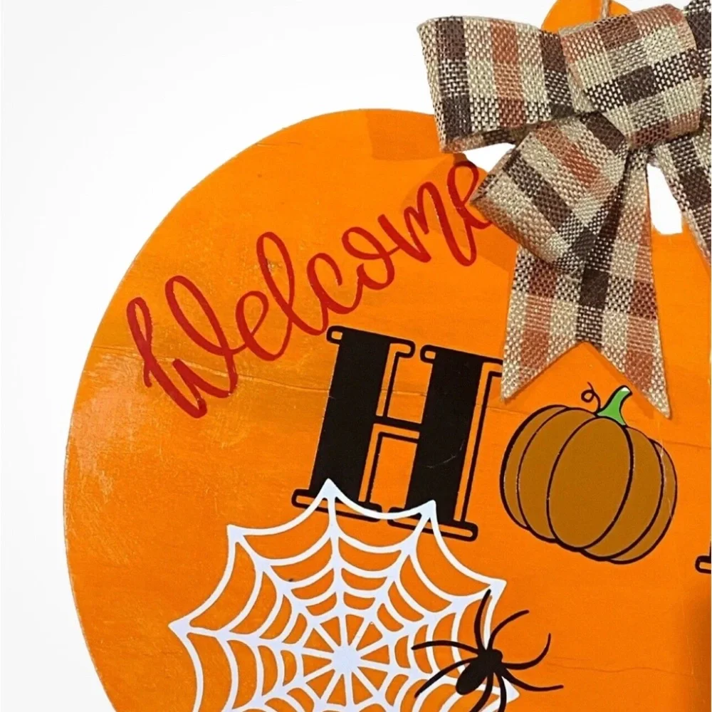 🔥🏷️Welcome Home lightweight Pumpkin wooden Pumpkin Shape Sign 12x10
